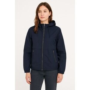 THEORY Womens Size M Jacket Full Zip‎ Hooded Windbreaker Navy Blue Vented